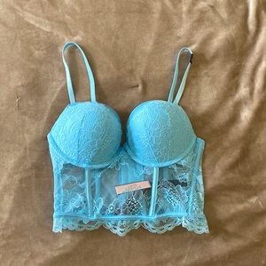 VICTORIA’S SECRET Bombshell add-2-cups push-up corset (light blue)